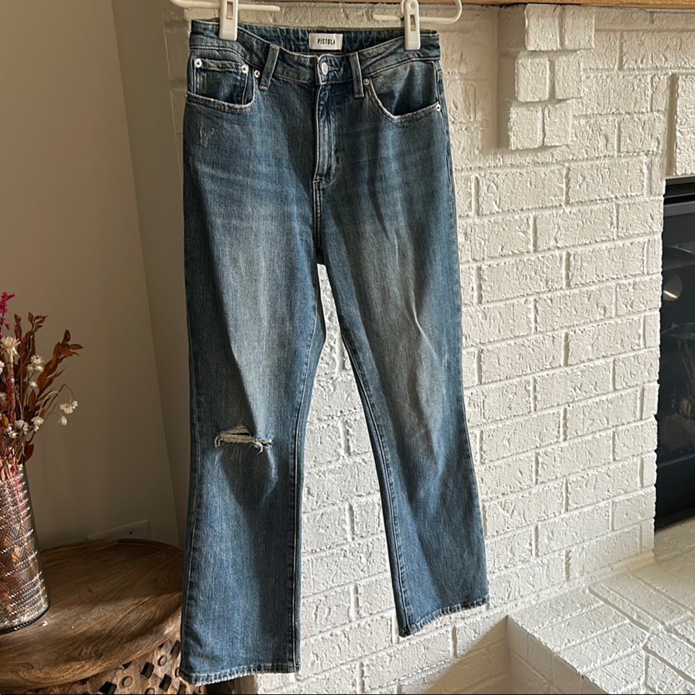 Pistola Blue Boot Cut Jeans with Vintage Fading